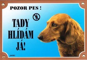 Farbschild Achtung Hund, Langhaardackel